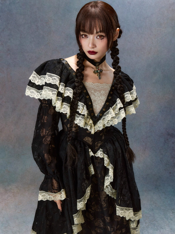 Midnight Rose Gothic Lace Dress
