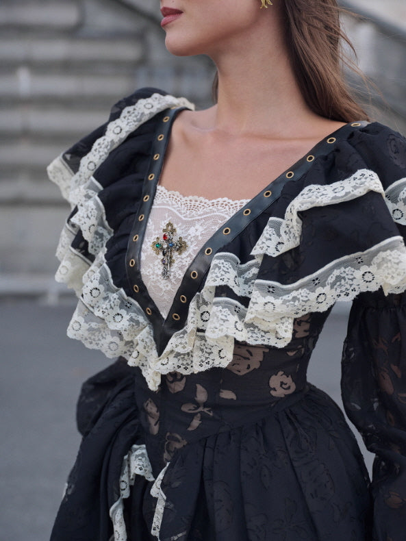 Midnight Rose Gothic Lace Dress