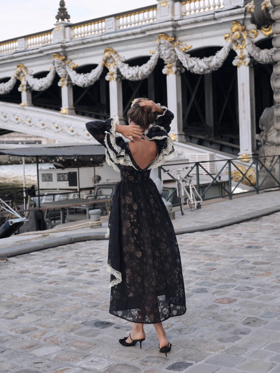 Midnight Rose Gothic Lace Dress