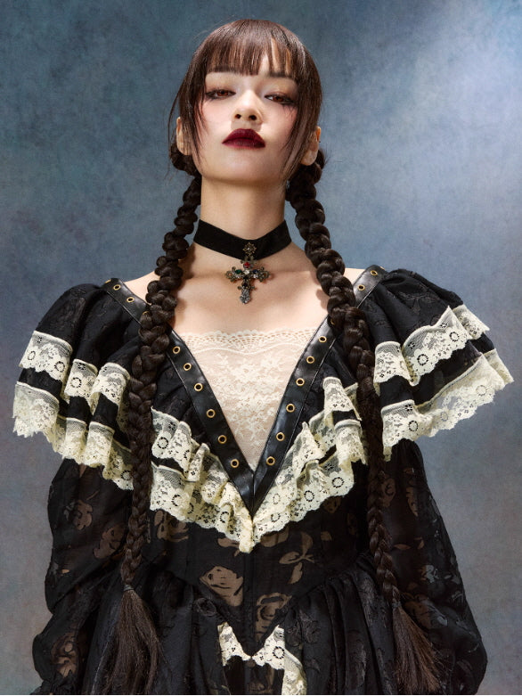 Midnight Rose Gothic Lace Dress