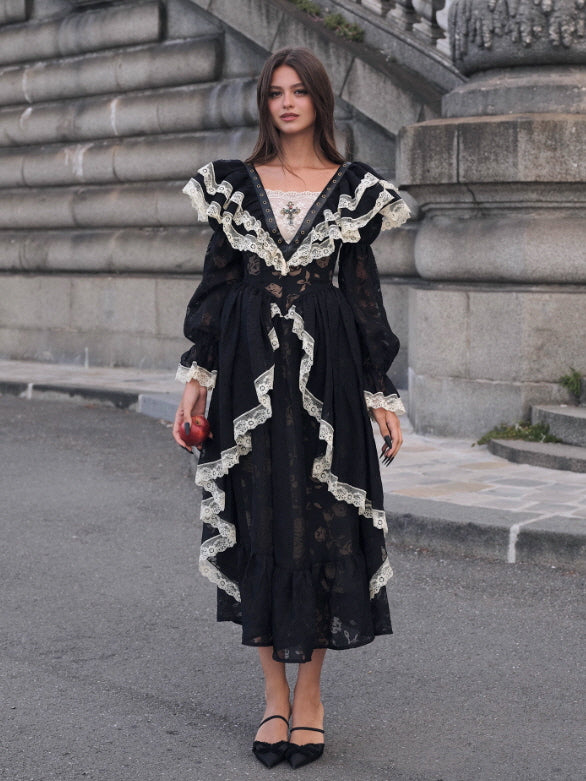 Midnight Rose Gothic Lace Dress