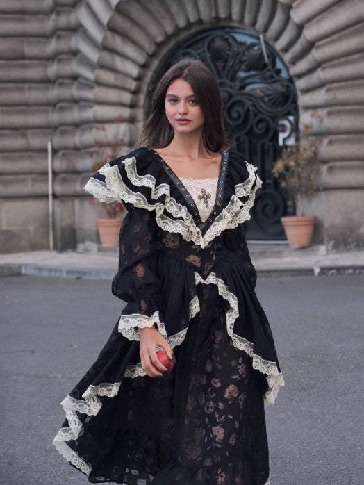 Midnight Rose Gothic Lace Dress