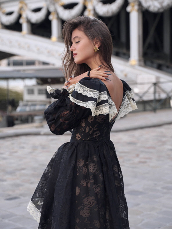 Midnight Rose Gothic Lace Dress