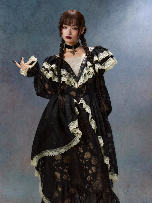 Midnight Rose Gothic Lace Dress