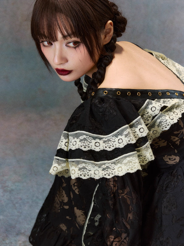 Midnight Rose Gothic Lace Dress