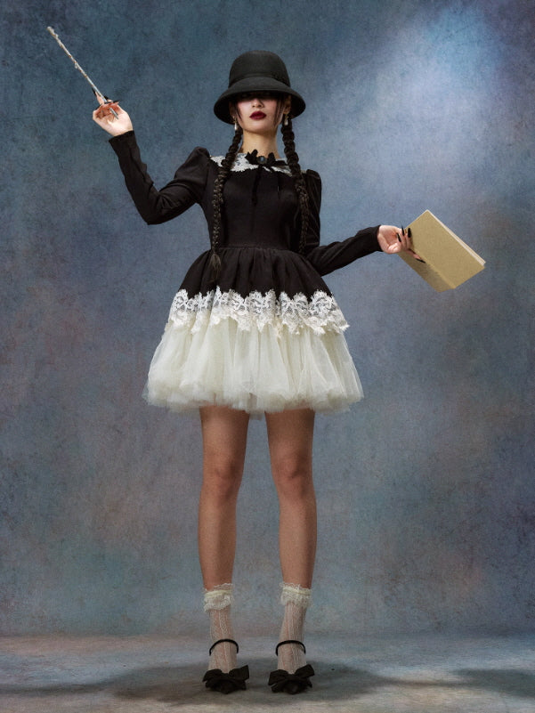 Victorian Noir Lace Doll Dress