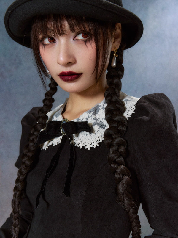 Victorian Noir Lace Doll Dress