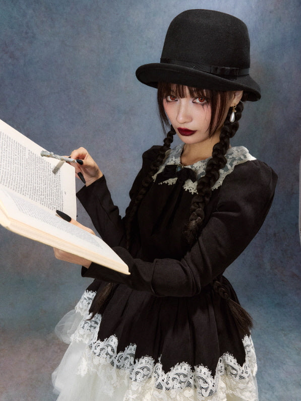 Victorian Noir Lace Doll Dress