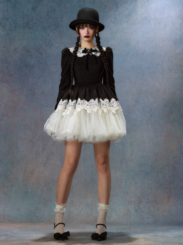 Victorian Noir Lace Doll Dress