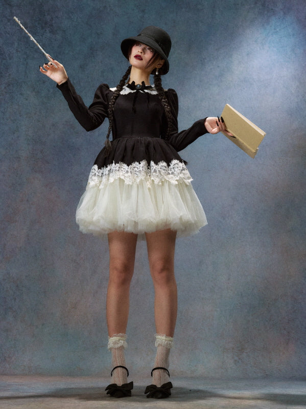 Victorian Noir Lace Doll Dress