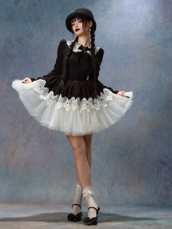 Victorian Noir Lace Doll Dress