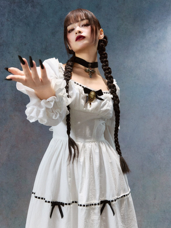 Victorian Ribbon Cameo Dress