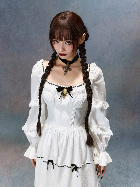 Victorian Ribbon Cameo Dress