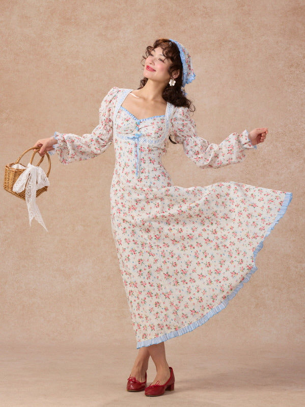 knee length dresses for ladies 60s Floral Chenille Maxi Dress | S