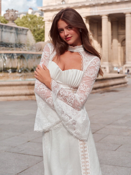 White Swan Lace Chiffon Dress