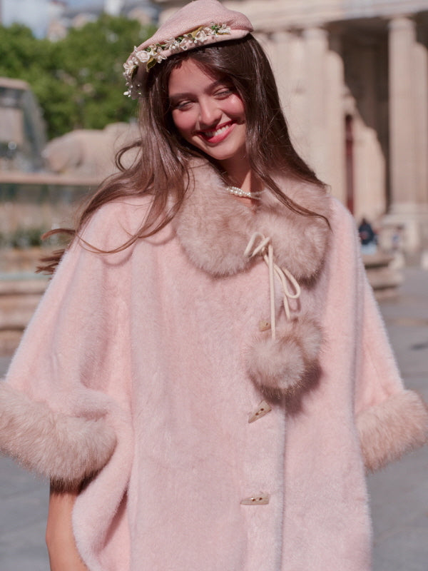 Whisper Fur Trim Cape Coat