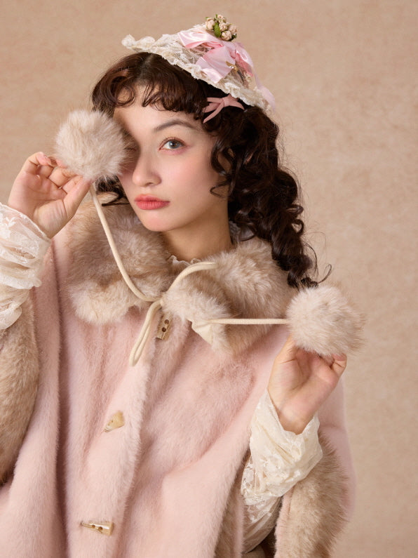 Whisper Fur Trim Cape Coat