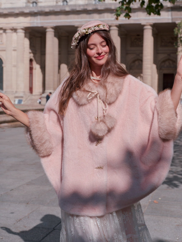 Whisper Fur Trim Cape Coat
