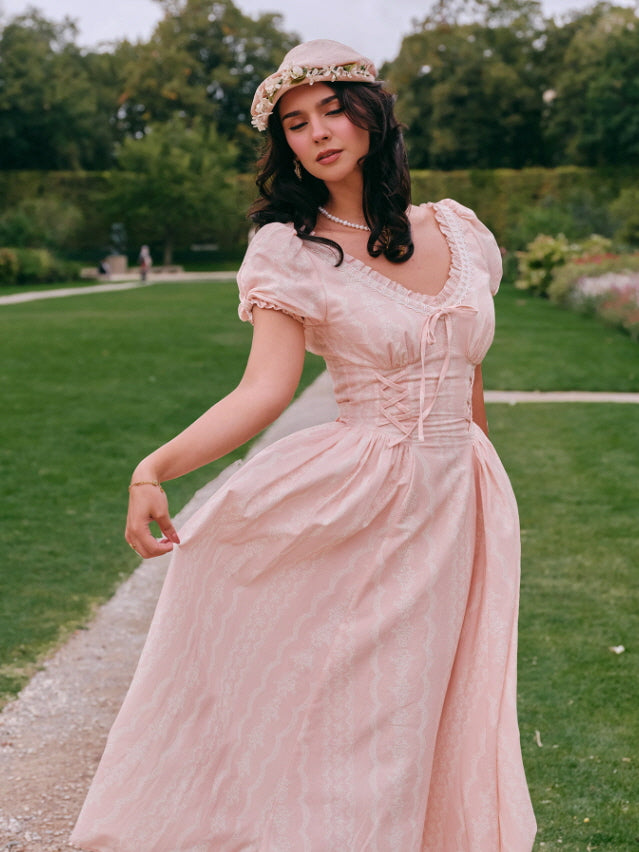 Blush Rose Corset Ribbon Dress – Vintage Lace | Cottagecore