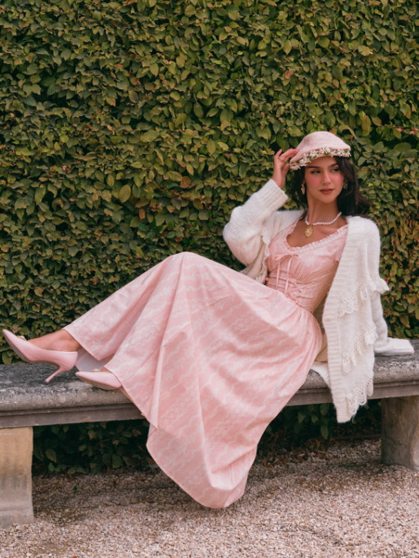 Blush Rose Corset Ribbon Dress