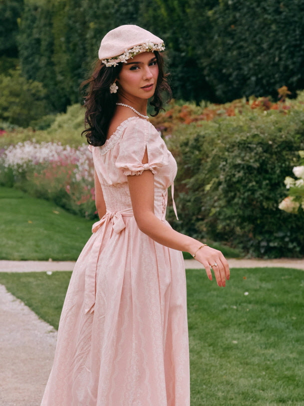 Blush Rose Corset Ribbon Dress