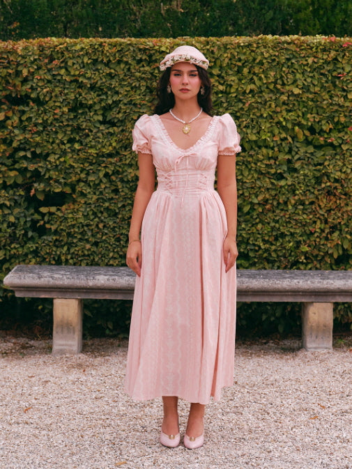 Blush Rose Corset Ribbon Dress