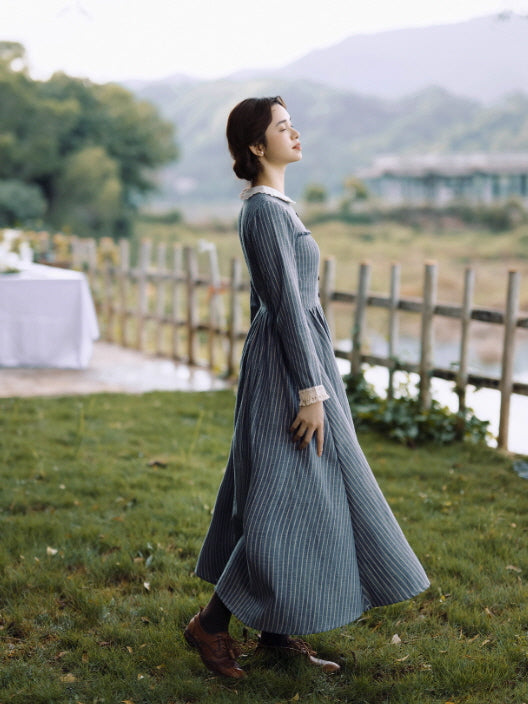 Blue Stripe Linen Vintage Story Dress