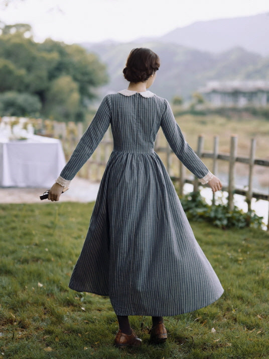 Blue Stripe Linen Vintage Story Dress