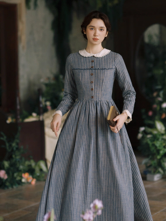 Blue Stripe Linen Vintage Story Dress