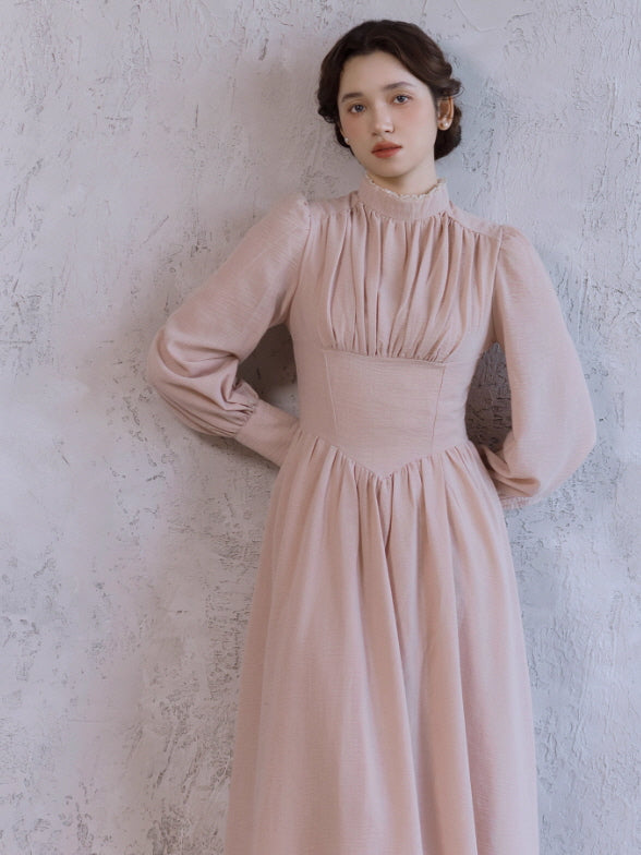 Blush Garden High Neck Vintage Dress