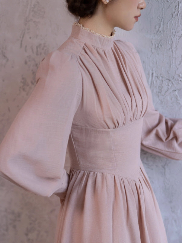 Blush Garden High Neck Vintage Dress