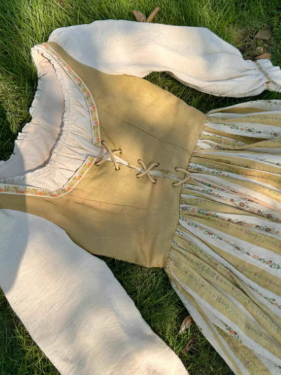 Olive Garden Lace-Up Cottage Dress