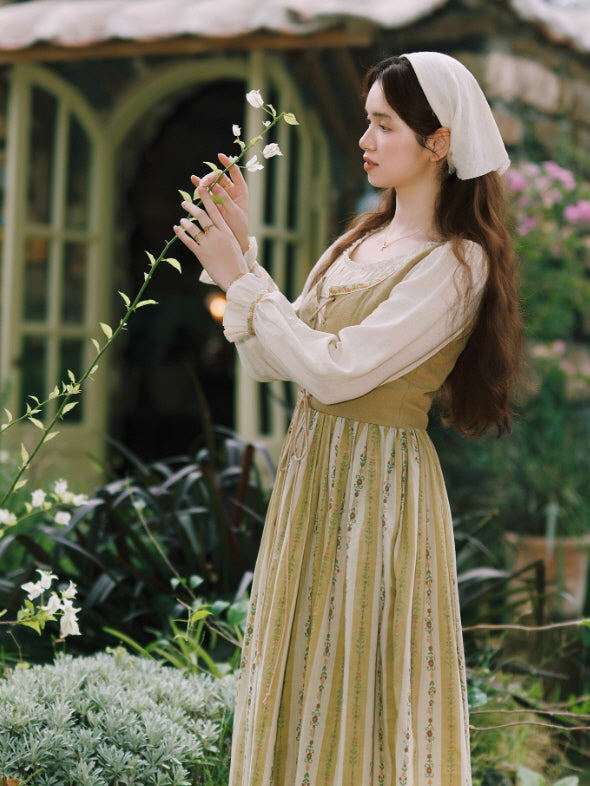 Olive Garden Lace-Up Cottage Dress