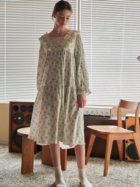 Blue Garden Vintage Lace Nightgown