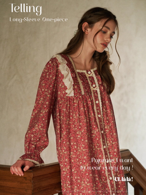 Vintage Rose Ruffle Lace Nightgown