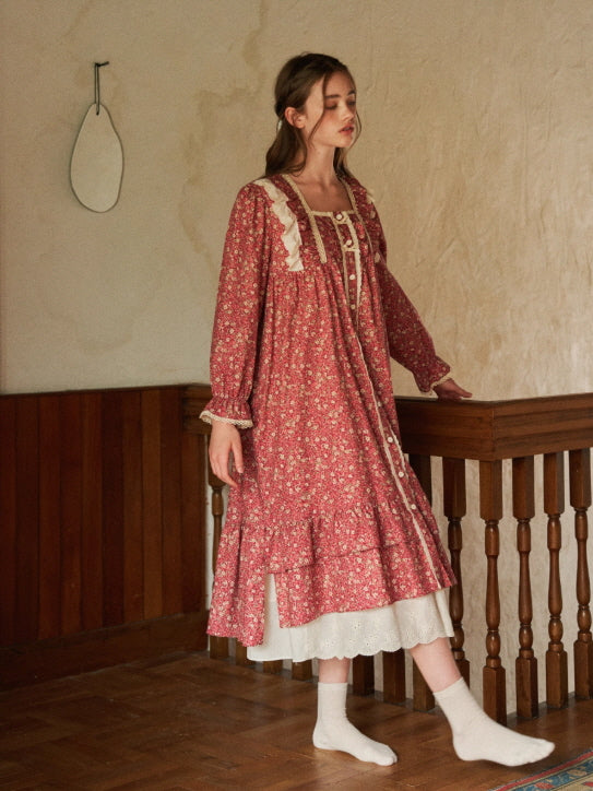 Vintage Rose Ruffle Lace Nightgown