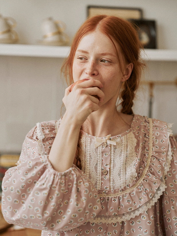 Blush Daisy Lace Ruffle Loungewear Set