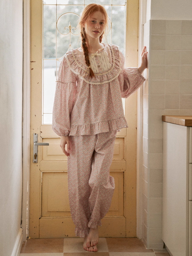 Blush Daisy Lace Ruffle Loungewear Set