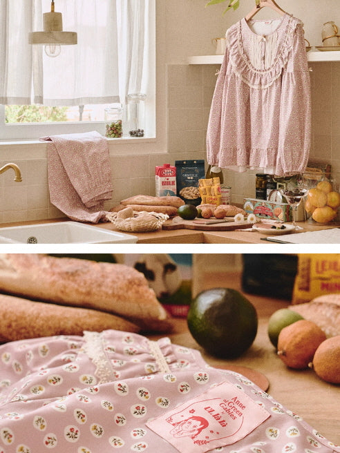 Blush Daisy Lace Ruffle Loungewear Set