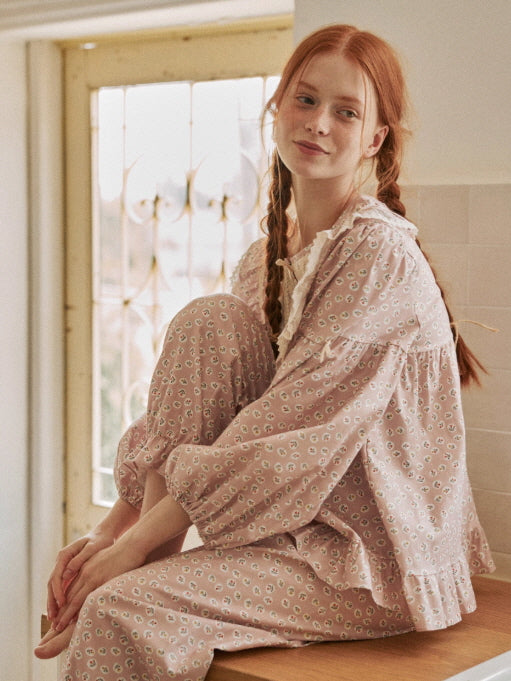 Blush Daisy Lace Ruffle Loungewear Set