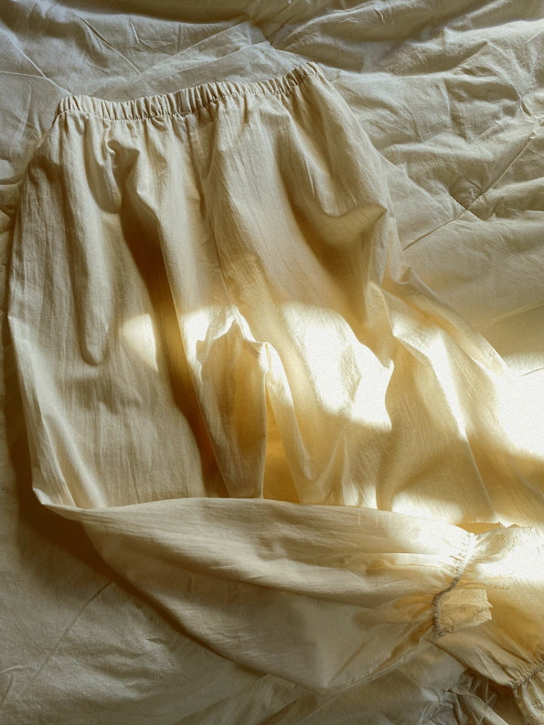 Beige Gingham Lace Ruffle Nightgown