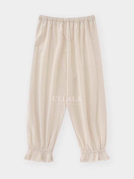 Beige Gingham Lace Ruffle Nightgown