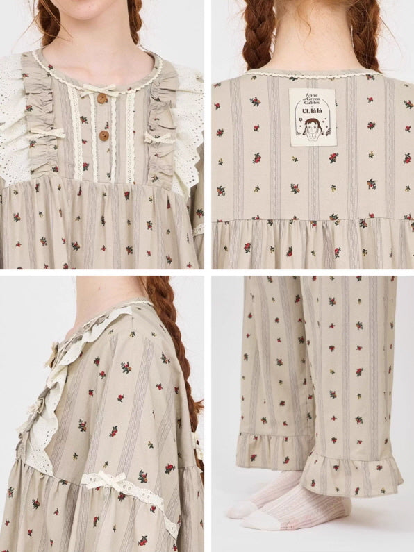 Rosebud Cottage Ruffle Loungewear Set