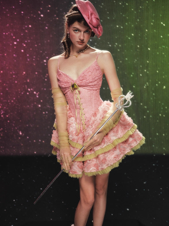 Blossom Parade Rosette Corset Mini Dress