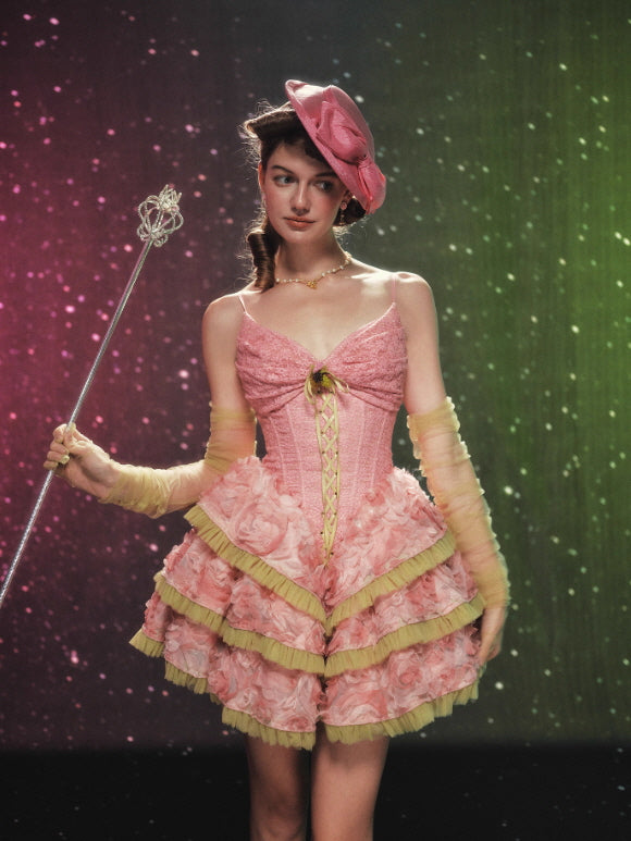 Blossom Parade Rosette Corset Mini Dress