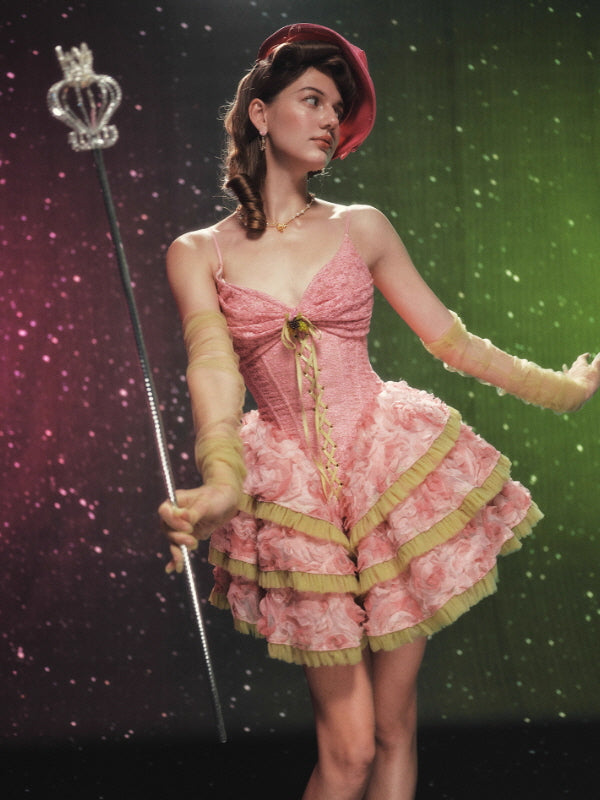 Blossom Parade Rosette Corset Mini Dress