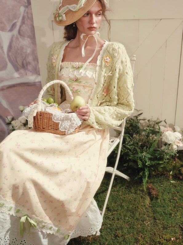 Spring Garden Lace Ribbon Cottage Dress