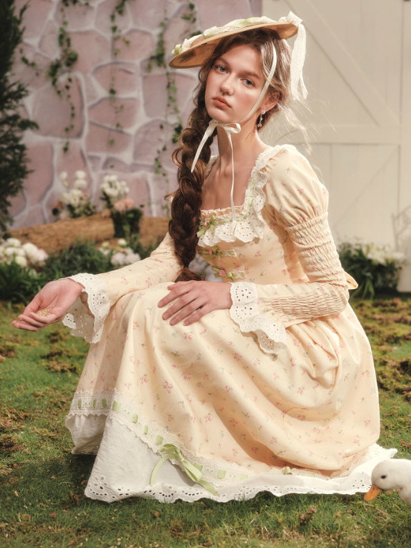 Spring Garden Lace Ribbon Cottage Dress