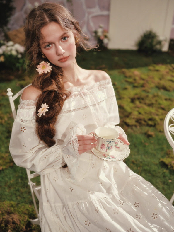 Blossom Meadow Off-Shoulder Cotton Dress