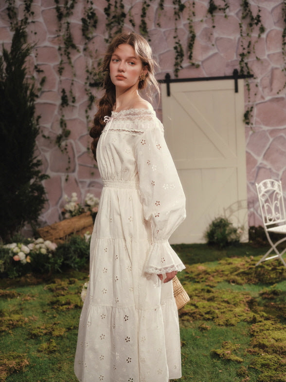 Blossom Meadow Off-Shoulder Cotton Dress